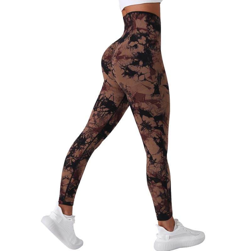 Women's High Waist Gym Leggings Scrunch Seamless Leggings Tie Dye Yoga Pants for Workout Tummy Control Sports Tights for Yoga Running Fitness