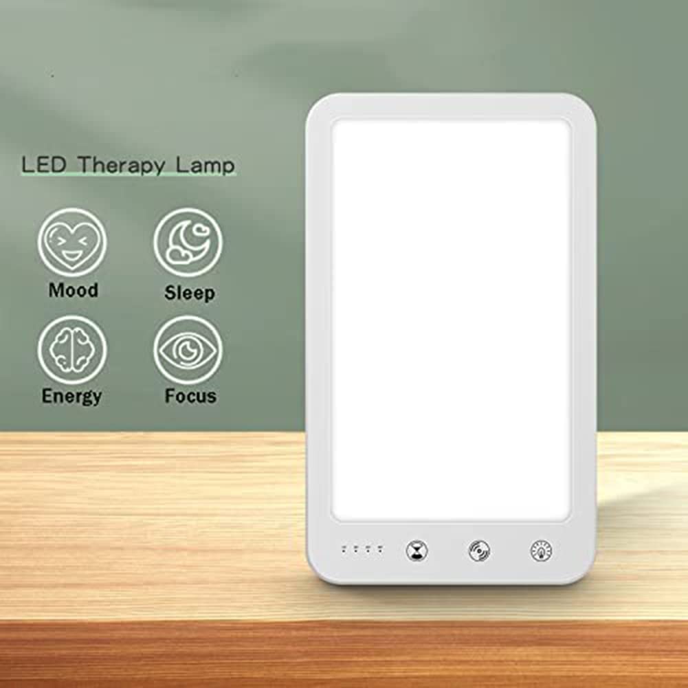 Lampe Triste, 10000 Lux Portable Lampe De Luminothérapie, Sans UV 5 Niveaux De Luminosité Réglables 4 Fonction De Minuterie, Le Traitement Efficace Des Troubles Affectifs Saisonniers,Blanc