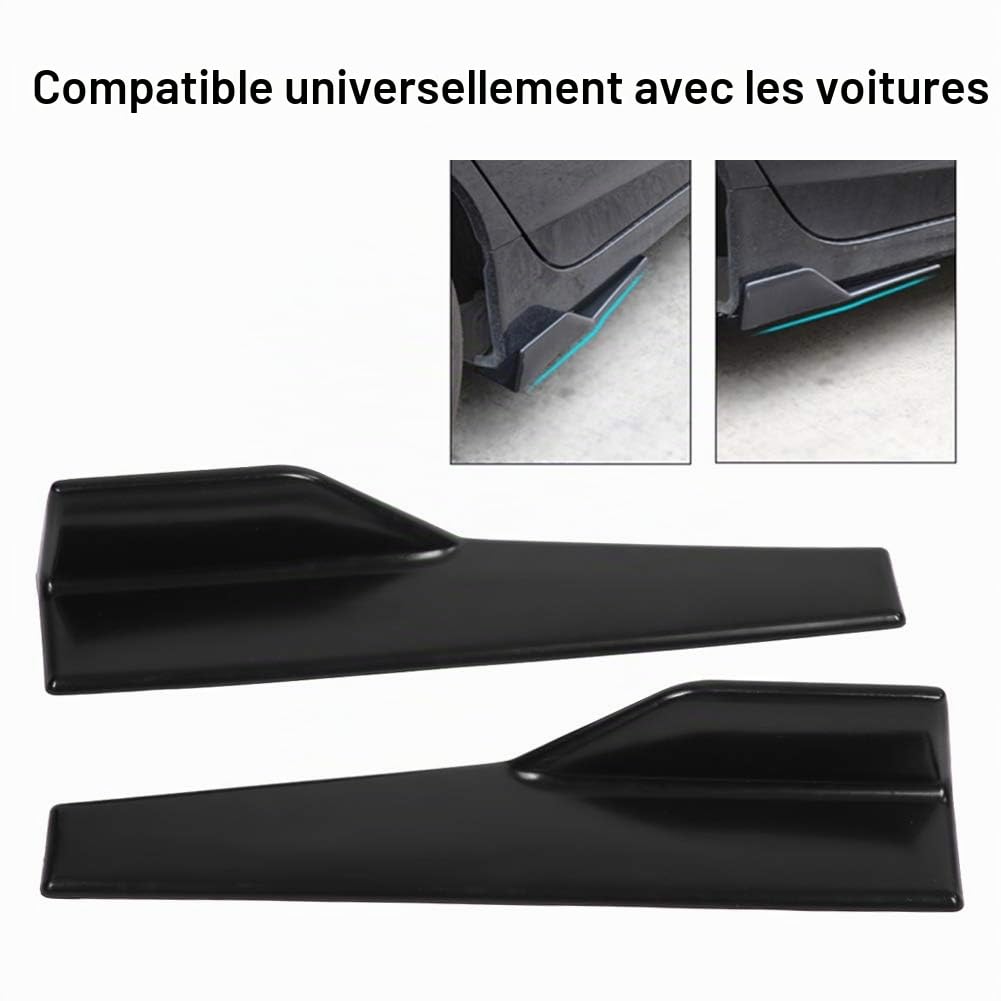 Jupes Latérales Universelles de Voiture, 2 Pièces, Diffuseur Canard, Extensions Splitter, Noir Brillant, Accessoires de Carrosserie