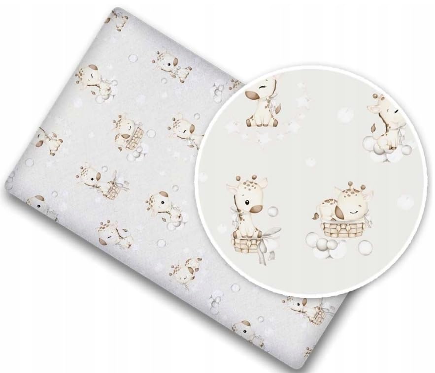 BABYMAM Baby Fitted Sheet 100% Cotton Mattress Toddler Bed 160x80cm Giraffe