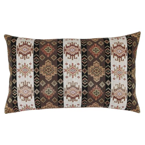pillowerus Lumbar Throw Pillow Covers Khaki and Cream Kilim Patte...