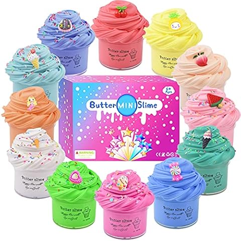 MengRan 12 Pack Mini Butter Slime Kit DIY Fluffy Slime Kit Soft Dope Slime Putty Stress Relief and Scented Sludge Toy for Kids Cover