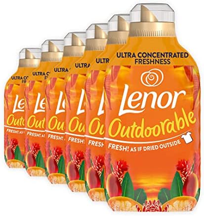 Lenor Outdoorable Fabric Conditioner 35 Washes, 490Ml, Tropical Sunset - Ultra Concentrated Freshness - 100 Percent Recycled Bottle X6