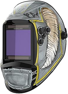 YESWELDER Duża Maska Spawalnicza, 10 x 9 cm, Kask Spawalniczy, Zasilany Energią Słoneczną, Automatyczne Przyciemnianie, 4 Czujniki łuku, Szeroki Cień 4 ~ 5/9-9/13 do Spawania TIG MIG ARC, Maska Spawalnicza