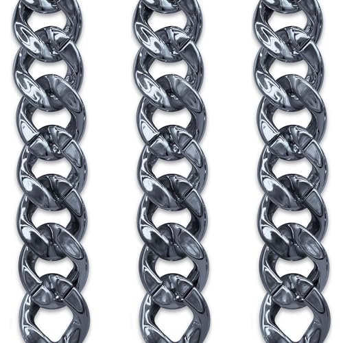 Image of SATRA TRADERS Metallic Acrylic Curb Chain | Size : 34mm | Qty : 1mtr | AC12 | Gunmetal