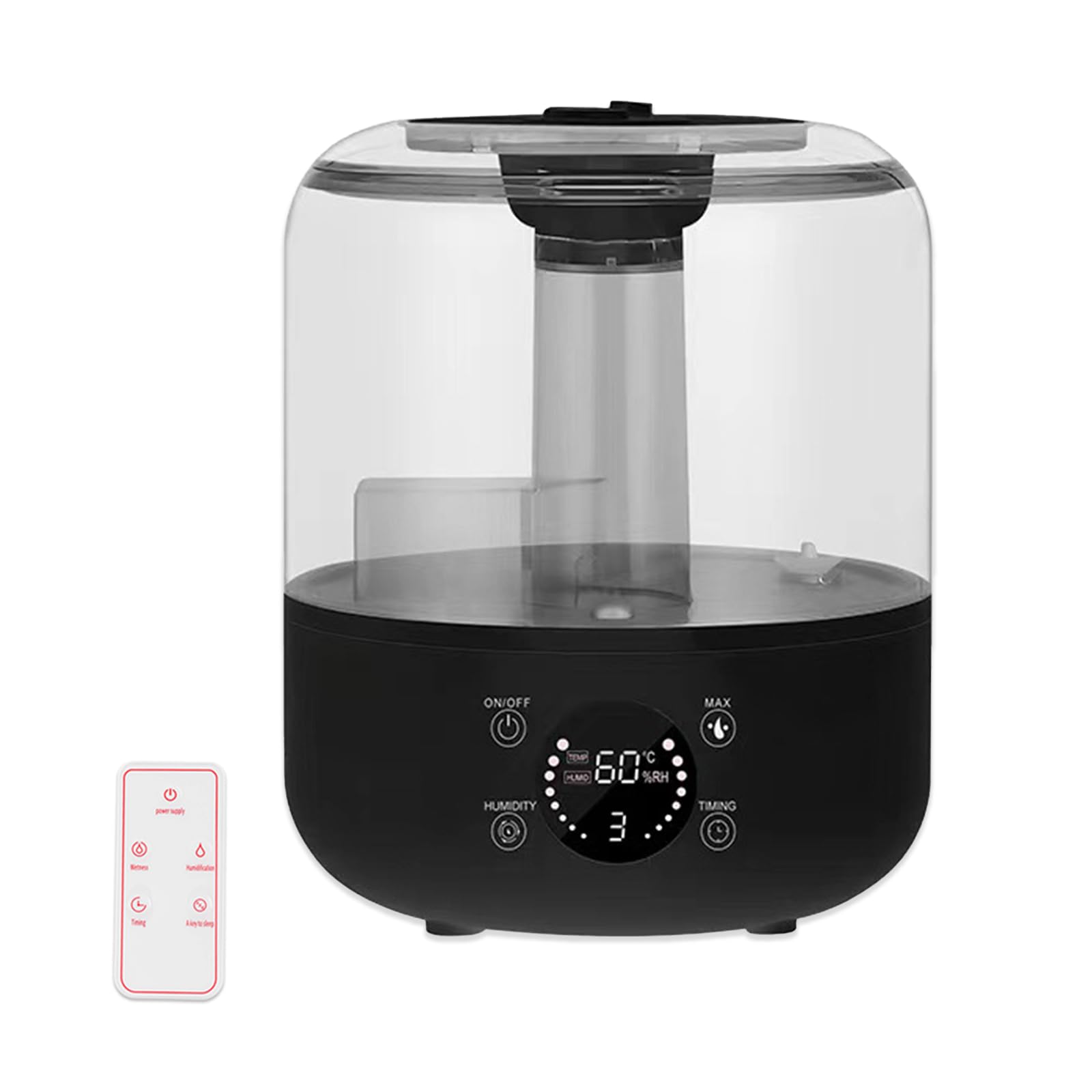 Humidificador para dormitorio, niebla fría ultrasónica de 3 litros con control remoto, difusor de aceite esencial, temporizador de apagado automático de seguridad, boquilla de rotación de 360°, tamaño