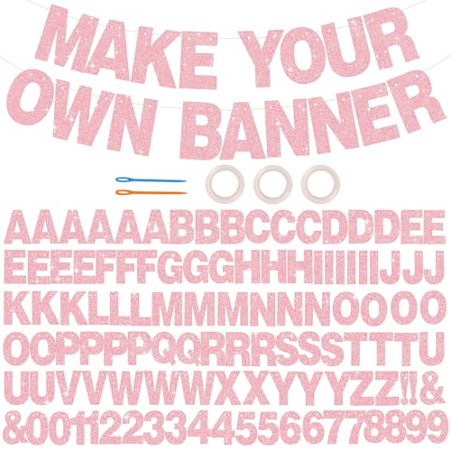 BEISHIDA 116 PCS A-Z DIY Letter Banner Kit Make Your Own Banner Including 111 Letters and Numbers 3 Rope and 2 Threading Device,Customized for Birthday Graduation Wedding Decor Glitter Dark Pink by BEISHIDA - Used condition - US$10.21