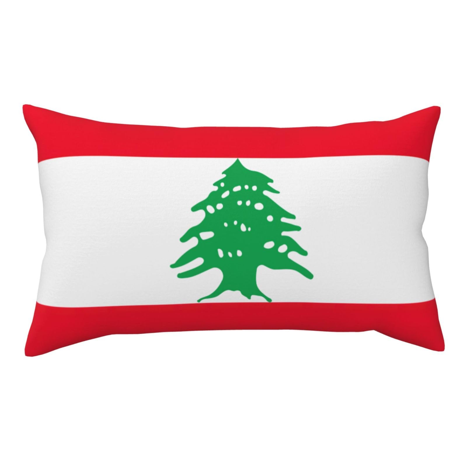 Flag of Lebanon Double Sided Fluffy Pillow Cover 20x36 Printed Soft Plush Decorative Case for Sofa Living Room