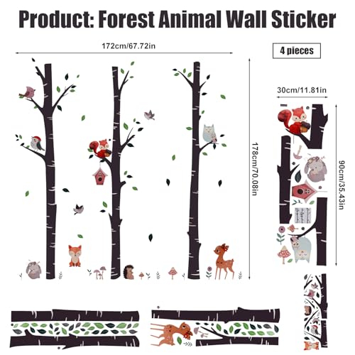 Set 4 vinilos animales del bosque para pared miniatura 2
