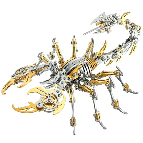 Image of 3D Metal Scorpion Puzzles for Adults 3-D Puzzles Model Kits to Build DIY Assembly Mechanical Puzzle Building Block Toys with Tool Craft for Home Decor (Metal Scorpion-Golden)