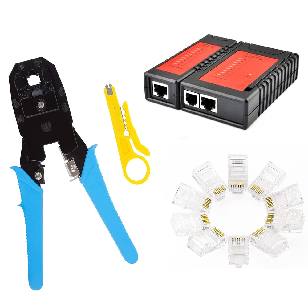 GITRU Combo RJ45 Crimp Tool Kit, Cat5 Cat5e CAT6 Crimping Tool with RJ45 Cat5 Cat6 Connectors, Cable Tester, Network Wire Stripper - 50Pcs (B08QDPK2N7) Amazon Price History, Amazon Price Tracker