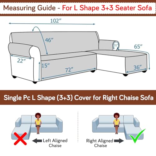 Image of HOKIPO 'Elira Series' Printed Quilted One-Piece L Shape 6 Seater (3+3) Sofa Cover with Right Chaise | Anti-Slip Design, Copper Brown Floral (AR-6230-C8)