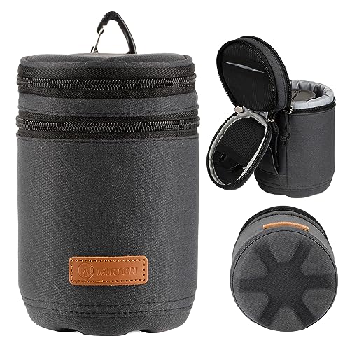 TARION Objektivtasche Objektivbeutel mit Hartschalenboden, Stoßfest, Wasserabweisend Kamera Objektiv-Schutztasche für Canon, Nikon, Pentax, Sony, Olympus...