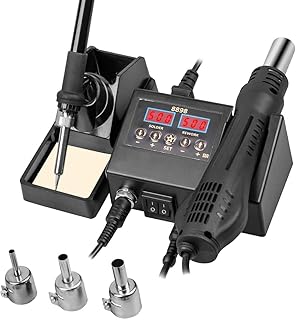 Soldering Station, 2 in 1 Hot Air Functions Digital Display Soldering Iron Soldering Kit, 8898 Portable SMD Rework Station, ºC/ºF Cool/Hot Air Conversion and Auto Sleep