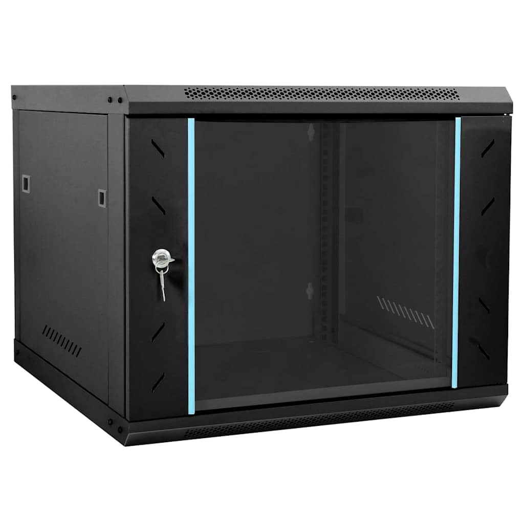 vidaXL Armoire réseau avec Stockage Noir 60 x 60 x 50 cm Acier, Solutions de Rangement Bureau, Armoire Solide, Technologie Murale, Serveur Industriel, Organisateur électronique