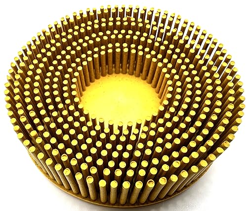 Image of 10 Pack 3 inch 80 Grit Yellow R-Type Bristle Disc | Ceramic-Aluminum Oxide Abrasive Bristle Disc with Quick Change Roll Lock | Pack of 10 | Yellow