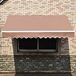 MCombo 12x10 Feet Manual Retractable Patio Door Window Awning Sunshade Shelter Outdoor Canopy (Beige) - Image 4