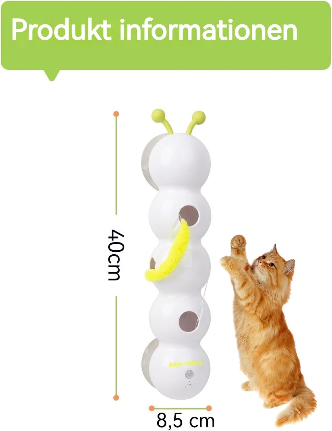 Whirlie Katzenspielzeug, Raupe, Smart Motion Katzenspielzeug mit Wurm-Design, Whirlie Smart Motion Katzenspielzeugs mit Wurm-Design, Fröhliches Katzenspielzeugs für Katzen aller Altersstufen (1Pcs)