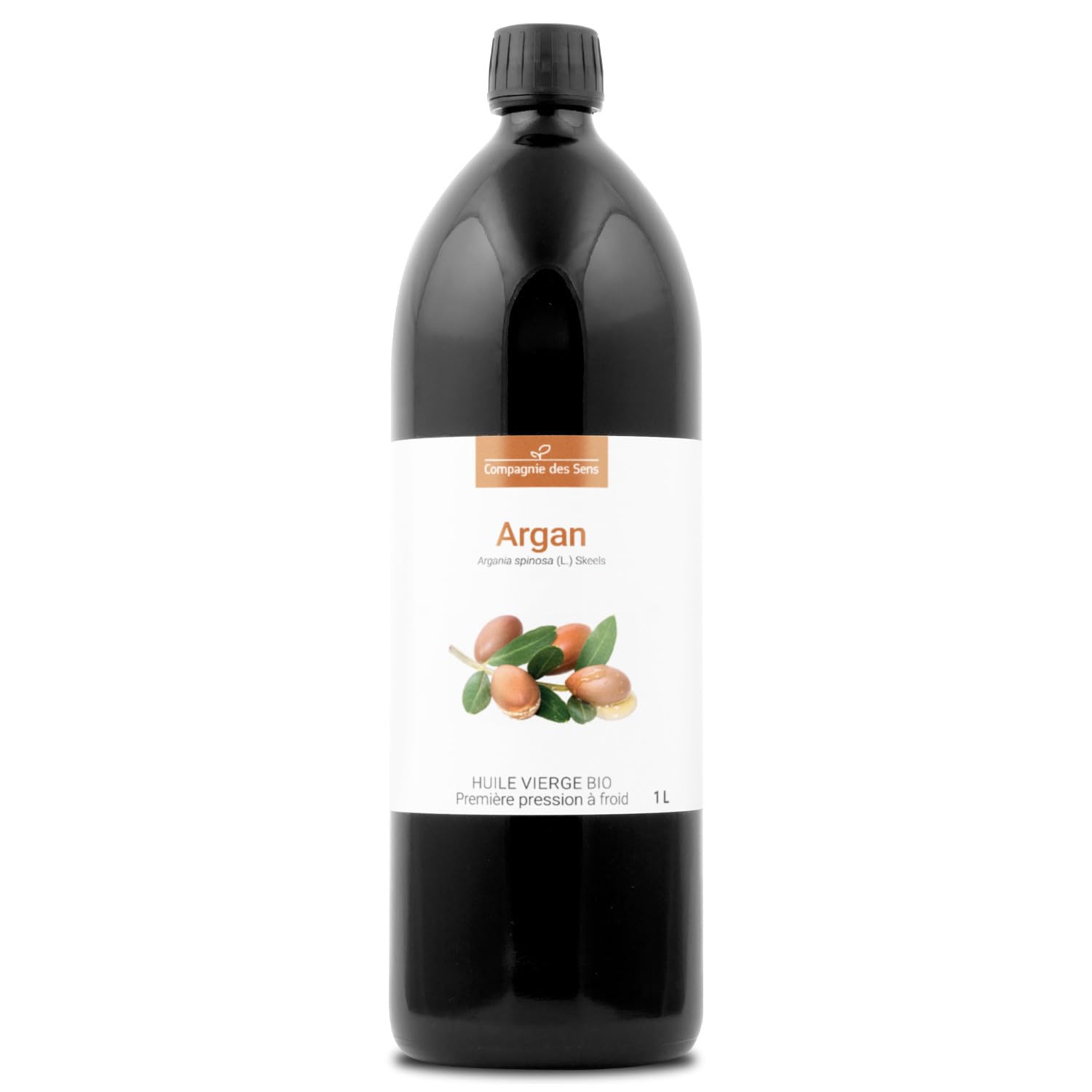 Argan du Maroc - Huile Végétale Vierge BIO - Flacon en verre - Première pression à froid - 1L