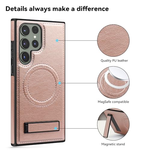 Image of Lunivop for Samsung Galaxy S24 Ultra Case 6.8 inch PU Leather Rose Gold