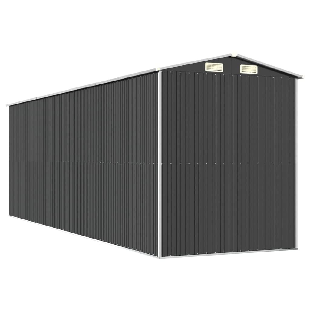 Abri de rangement d'extérieur en acier galvanisé anthracite, 192 x 606 x 223 cm, organiseur d'outils de jardin résistant à la rouille pour accessoires de piscine et équipement de pelouse