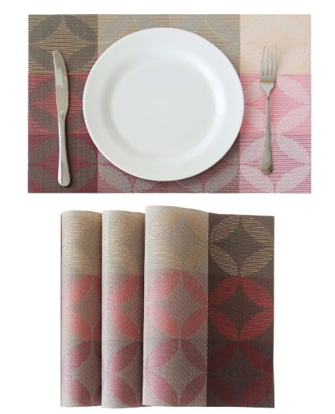 Image of Dribble PVC Placemats Set of 4 | Heat-Resistant, Washable, Waterproof Table Mats | Anti-Slip Dining Table Placemats for Kitchen & Home Decor - 45x30cm, Design -Mosaic