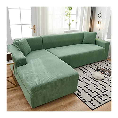 Funda de sofá elástica KnSam de poliéster verde de 145-185 cm elástica 2
