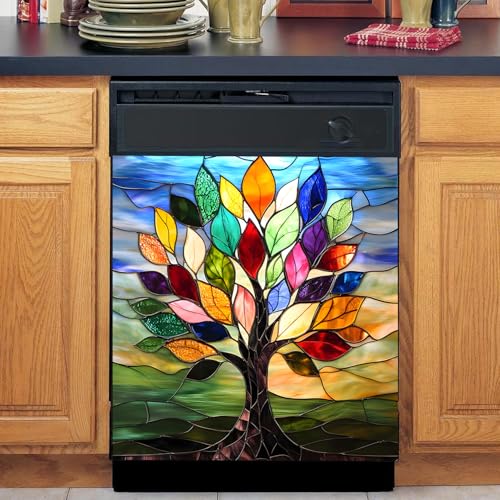 Image of BVBOX Dishwasher Magnet Cover 23 inchx26 inch, Reusable Magnetic Refrigerator Covers, Decorative Magnets Cover Fridge Door Skin Panel Stickers for Home Kitchen Appliance