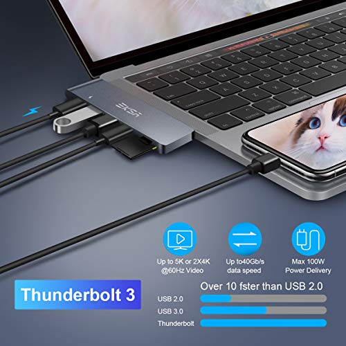 image for Thunderbolt 3 Hub, MacBook Pro Adapter, EKSA 7-in-1 USB C Hub Adapter 