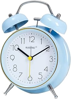 RALIRA Alarm Clock,Bedside Alarm Clocks,4 inch Loud Alarm Clock for Kids,Non-Ticking Silent,Night Backlight,Battery Operated,Twin Bell Basic Clock for Wake-up Super Silent Clock