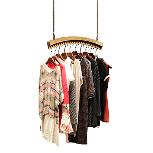 DIKE UK - Perchero de pared de madera vintage para ropa de hombre y mujer, elegante colgador de techo para boutiques, perfecto para escaparates de ropa