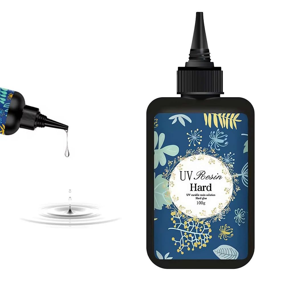 UV Resin 100g, Hard Type Crystal Clear Ultraviolet Curing UV Epoxy Resin for Craft Jewelry Making