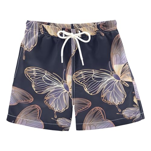 OREZI Boys Swim Trunk Decorative Purple Butterflies Bathing Suit for Kids