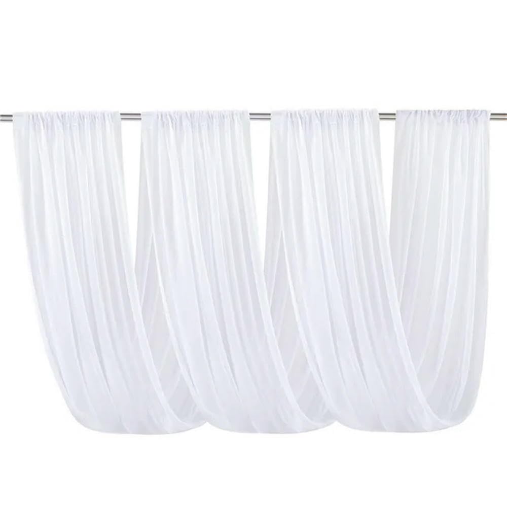 PLQWMR Wedding Ceiling Drapes, White Chiffon Drapes for Wedding Decor, Party Decorations, Stage Curtains, and Ceremony Backdrops