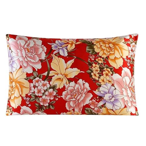 Funda Almohada Seda Funda de Almohada de Seda Morera de Ambos Lados con Cremallera, 16 mm, Colores Impresos(Color-17,50x70cm)