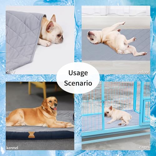 NACOCO Pet Summer Cooling Blanket 31.5" x 43.3" Double-sided availability Mat Dog Throw Puppy Self Cat Pad Bed Cover for Home Outdoor Sofa Sleeping Washable Portable Lightweight Small to Large(Grey,M) — view 2