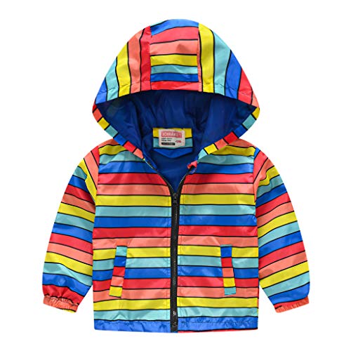 Image of TUIJI Toddler Boys Girls Cartoon Print Zip Jacket Hooded Trench Lightweight Kids Coats Windbreaker Casual Outerwear
