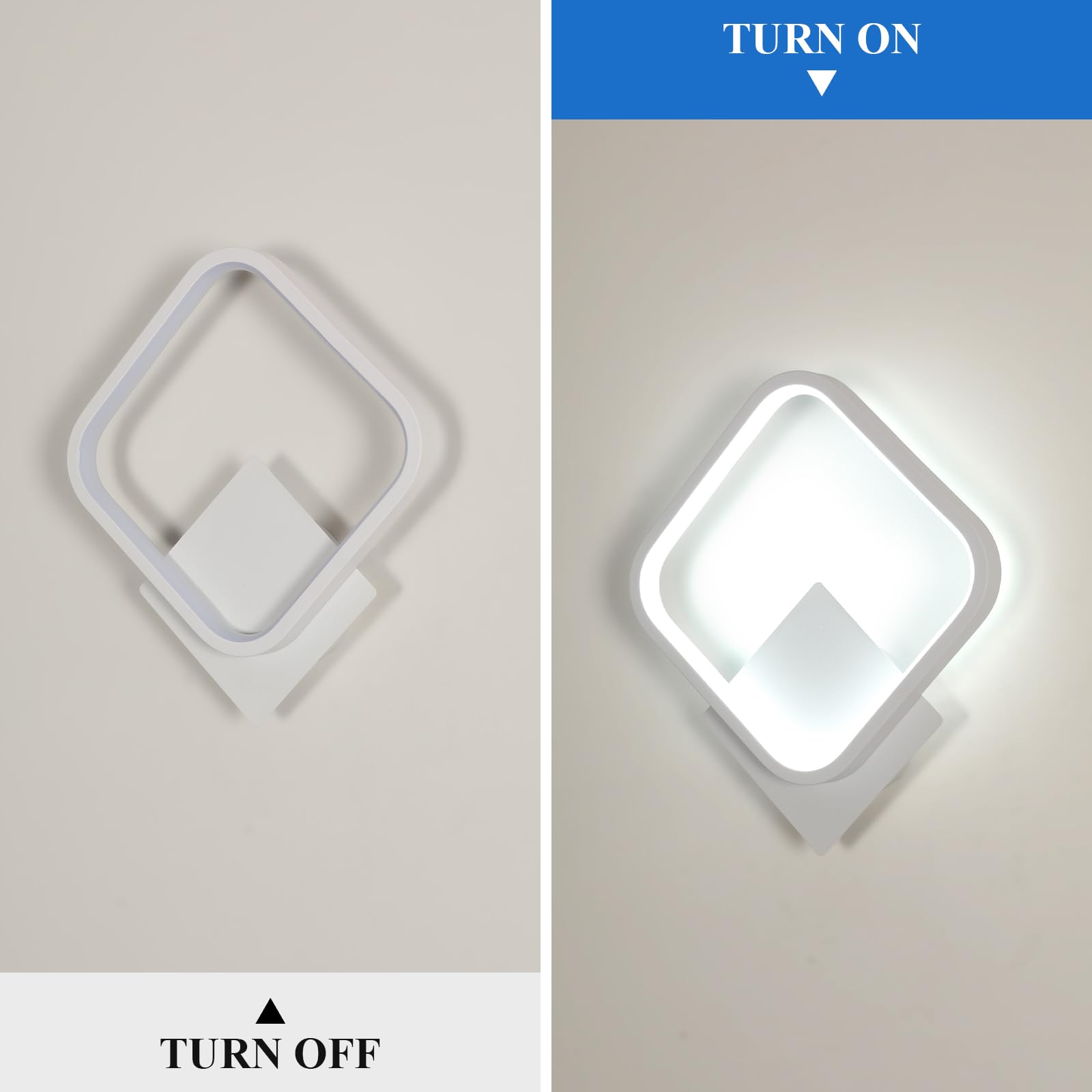 Osairous Applique LED da Parete Interno, 17W 1912LM Lampada da Parete Moderno Quadrato in Alluminio, Lampade da Muro per Camera da Letto, Soggiorno, Corridoio, Scale, Bianco Freddo 6500K, Bianca
