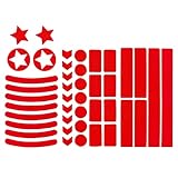 42pcs Fahrrad Reflektierende Aufkleber, Verschiedene Größen und Formen weiß Gelbrotes Rotes Blau, Wasserdicht (Rot)
