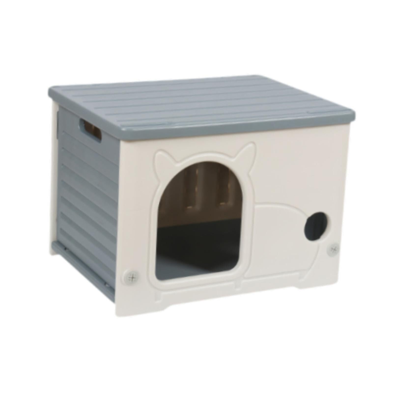 Generic Hundehütte für streunende Katzen, Haustierhöhle für Wildkatzen, für Igel, drinnen und draußen, grau (grau)