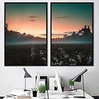 2 Piece Framed Canvas Wall Art Sunset and Trees Canvas Prints Home Artwork Decoration for Living Room,Bedroom - 16