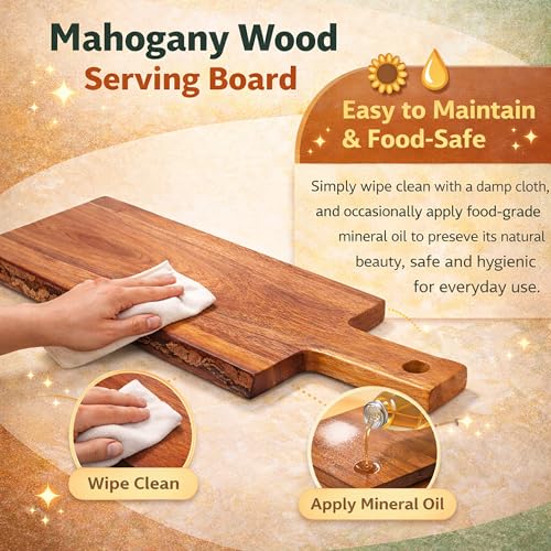 Tabla de cortar sólida de madera con mango, 14 x 5 pulg miniatura 6
