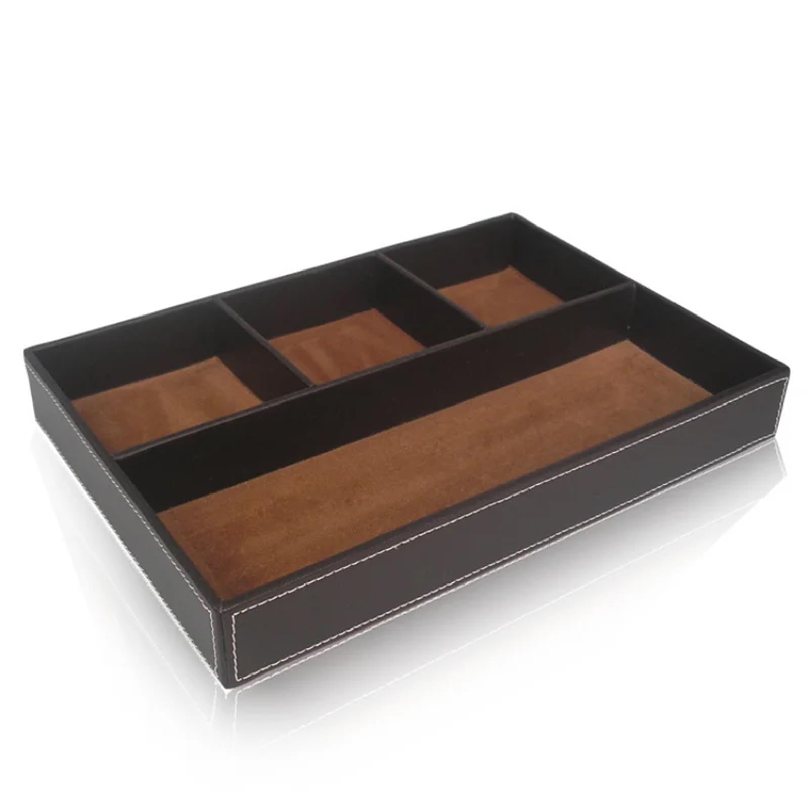 Schreibtischschubladen-Organizer mit 4 Fächern, Schubladenaufbewahrungs-Organizer aus Pu-Leder for die Sammlung von Büro-Schreibtischzubehör Für Kleidung,Socken(Black)