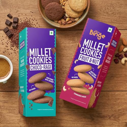 Image of The Healthy Binge Assorted Millet Cookies - Healthy Snacks Combo | Millet Cookies | Jaggery Cookies | Healthy Snacks for Kids and Adults 180g Pack of 2