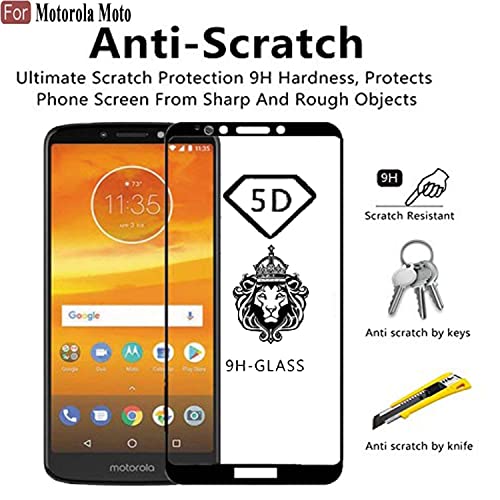 Image of Screen Protector for Motorola Moto E5 -(Black) Tempered Glass Edge-to-Edge 6D Screen Guard With Installation Kit.