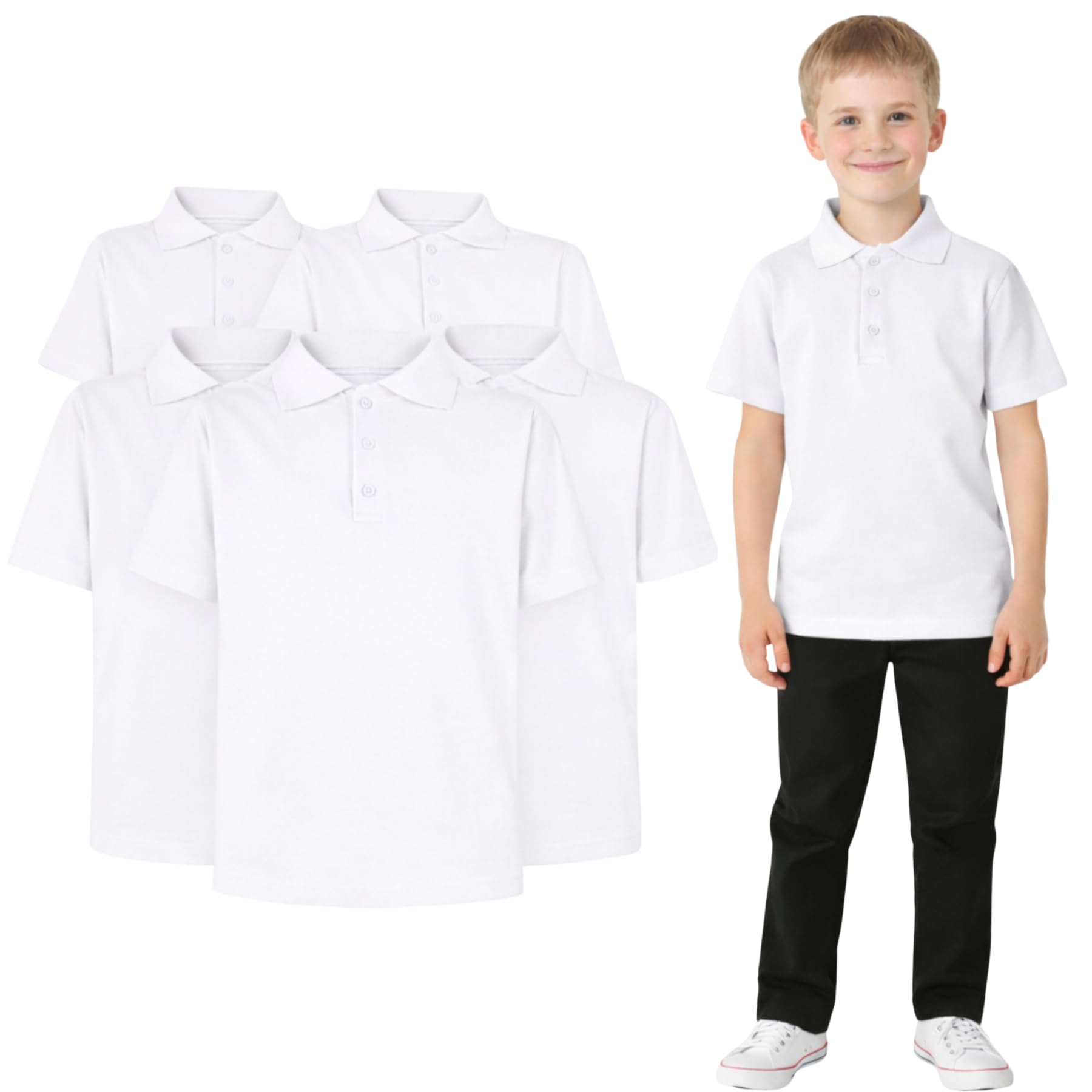 A2Z 4 Kids Garçons Polo T Shirt Manches Courtes Plaine Été Débardeur Tees Mode Doux Sentir École T Shirts Âge 3-16 Ans