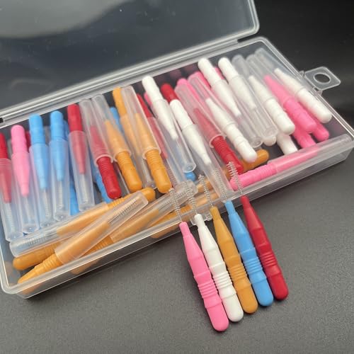 歯間ブラシ、つまようじ歯フロスヘッド口腔歯科衛生ブラシ、歯クリーナーデンタルフロススティック歯クリーニングツール50本。