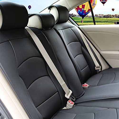 Image of FH Group Car Seat Cover for Back Seat Solid Black Faux Leather - Universal Fit, Rear Seat Covers for Cars with Rear Split Bench, Car Seat Cushions, Car Interior Accessories for SUV, Sedan, Van