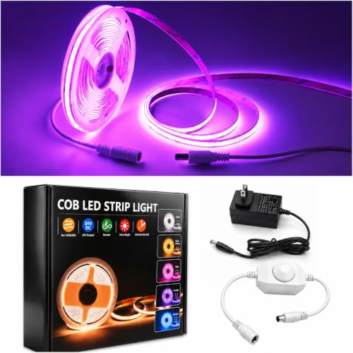 Image of LED Strip Lights 24V COB Purple Dimmable LED Lighting16.4ft (Kit) | Super Bright, Dotless High Density 7.2W /m, 8mm Width Cuttable Flexible, Home DIY Commercial Decoration