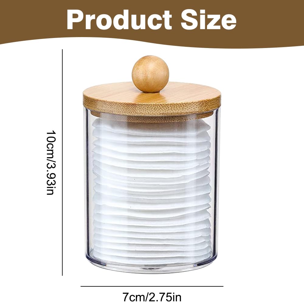 YZDZSW Cotton Bud Holder, 3 Pcs Cotton Swab Dispenser, Cotton Swab Holder Bathroom Jars Cotton Pad Holder with Lids Cotton Bud Storage Box for Living Room Bedroom (7 x 10 cm) - Image 2